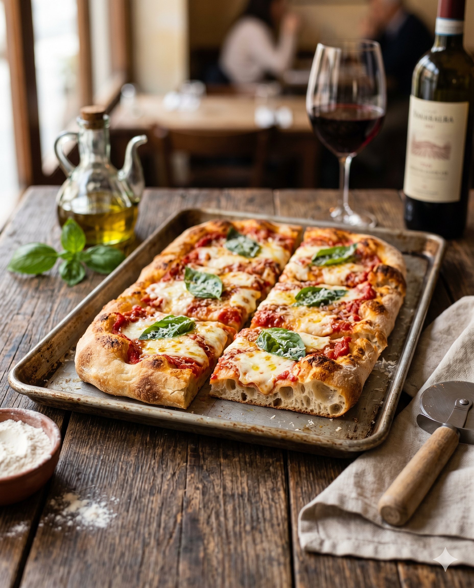 Pizza romana al teglia base crujiente