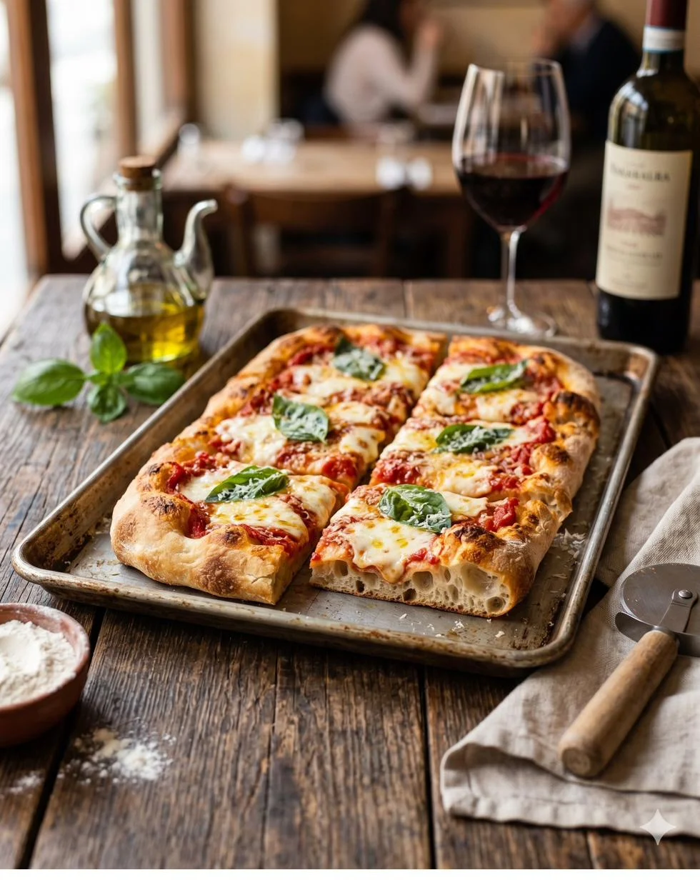 Pizza romana teglia masa hidratada 80%